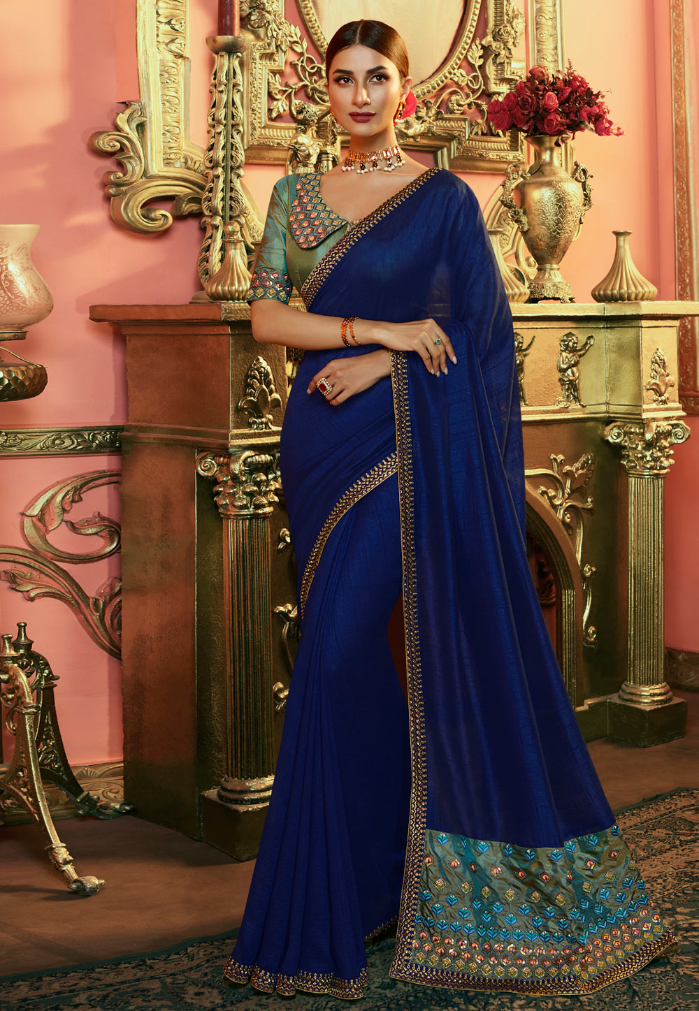 Blue Silk Party Wear Saree 192927