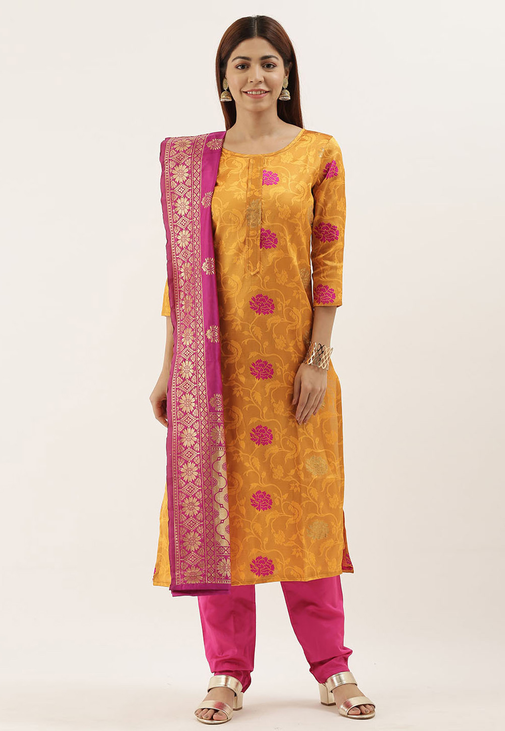 Orange Jacquard Pant Style Suit 224030