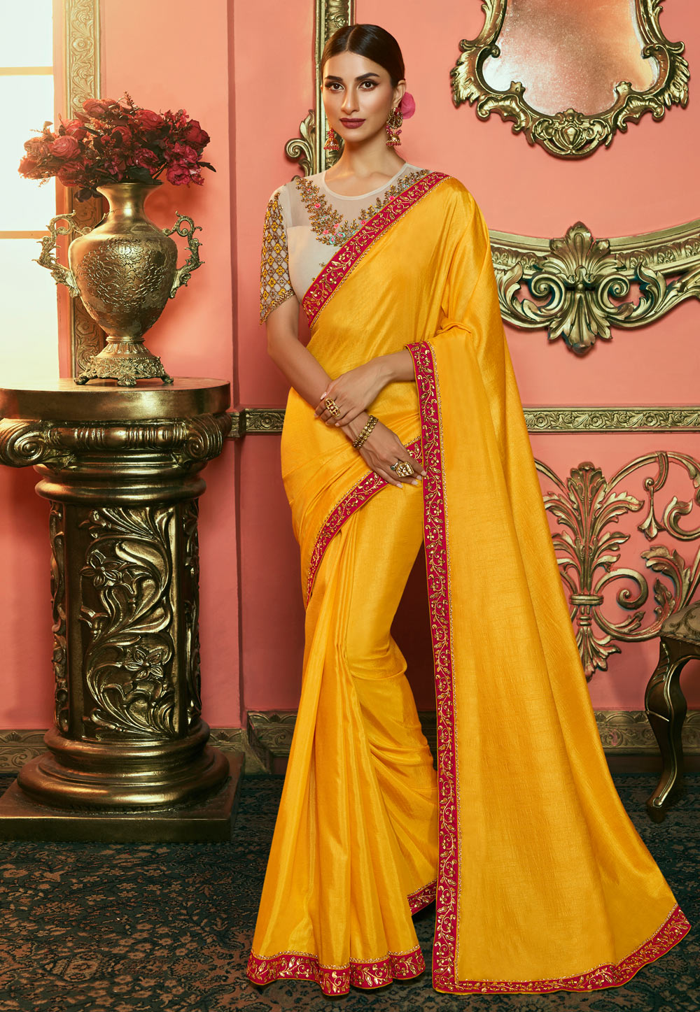 Yellow Silk Festival Wear Saree 192928