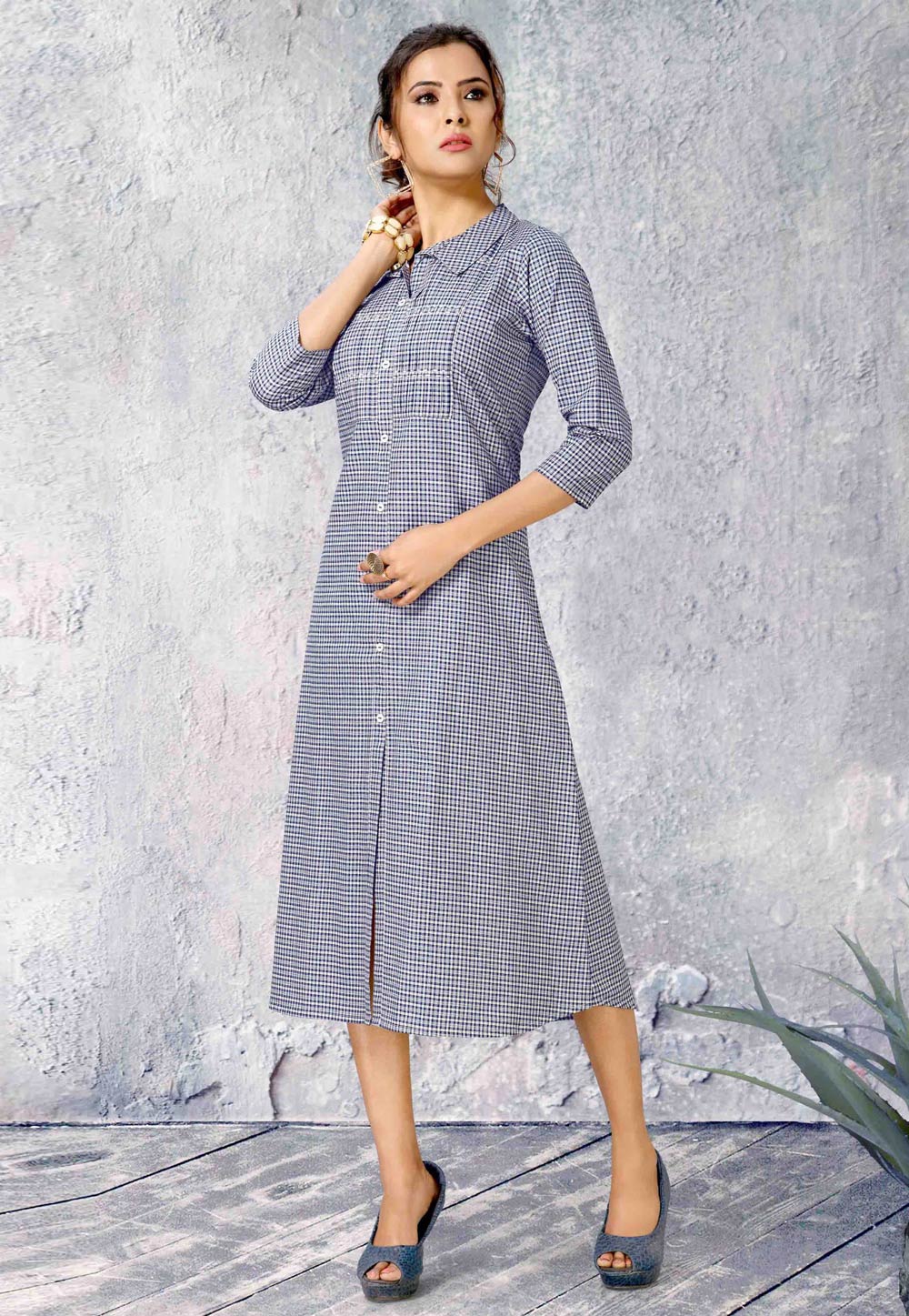 Blue Cotton Kurti 233402