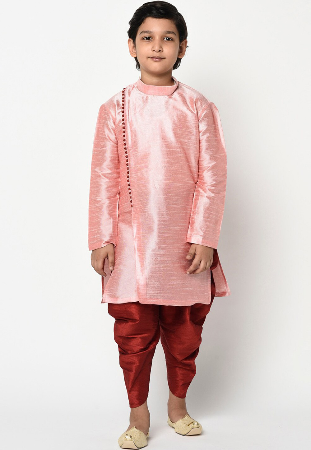 Pink Dupion Silk Kids Dhoti Kurta 226235
