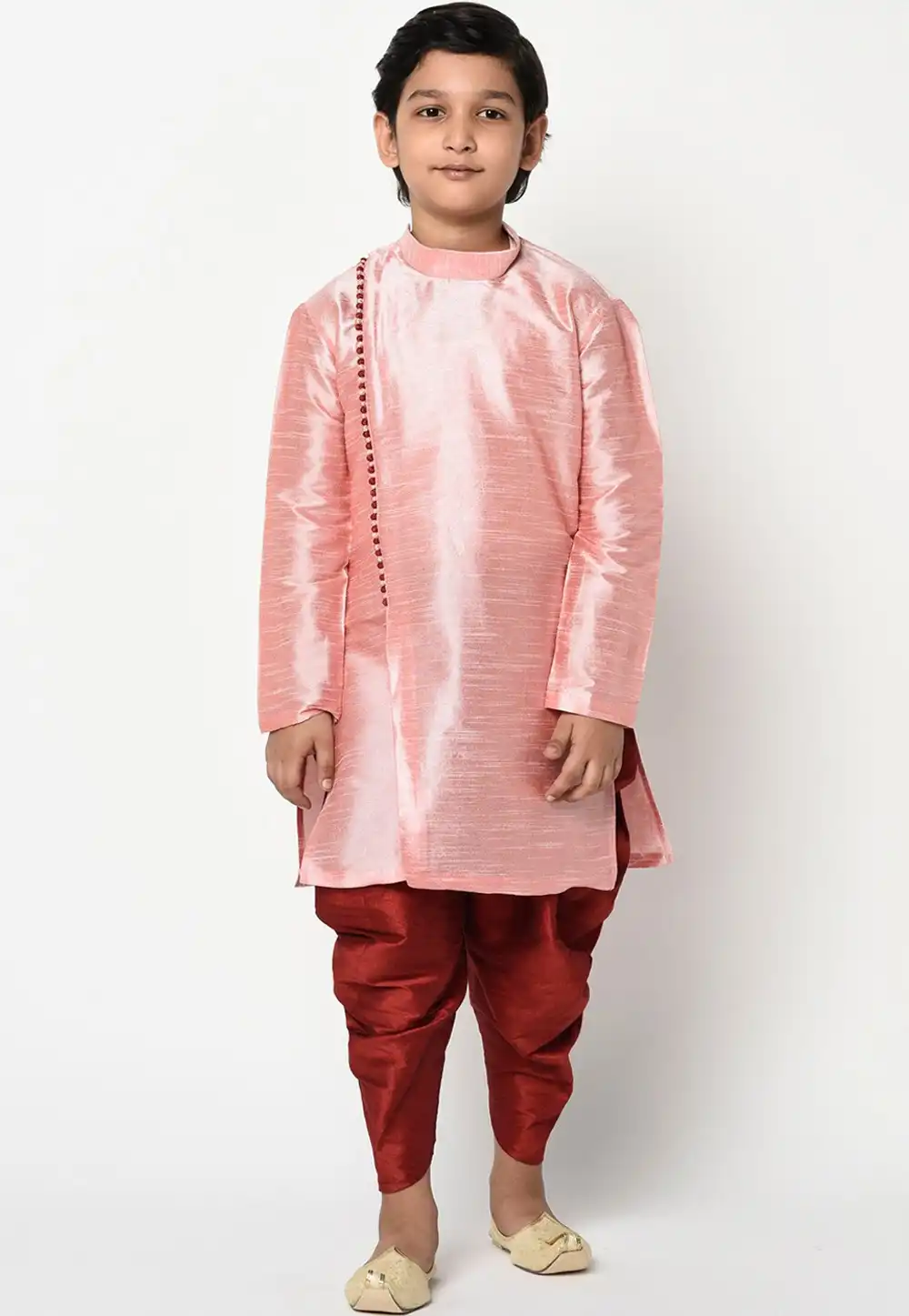 Pink Dupion Silk Kids Dhoti Kurta 226235