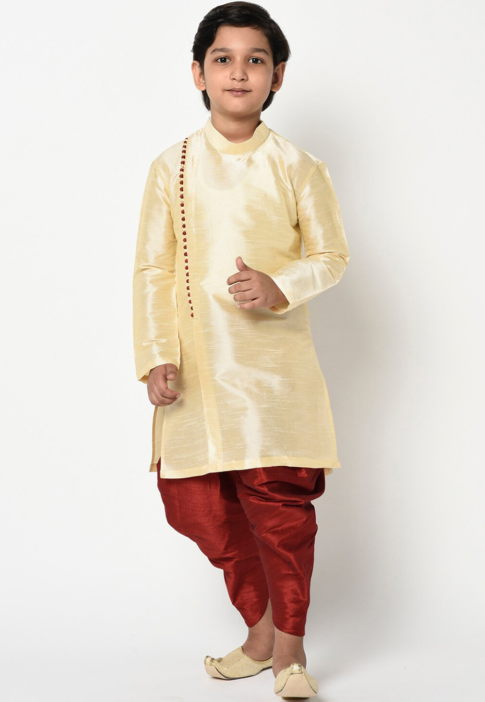 Cream Dupion Silk Kids Dhoti Kurta 226236