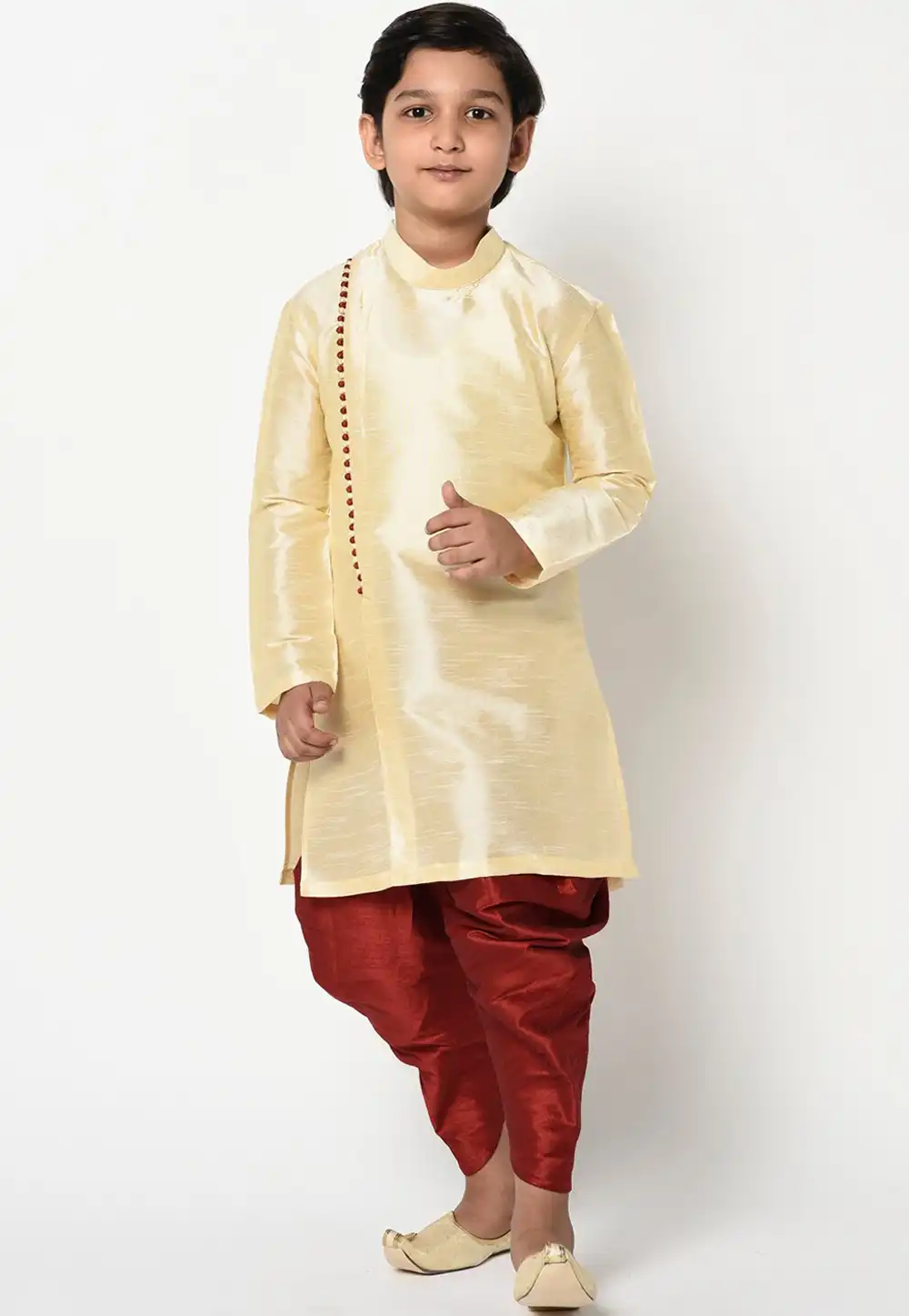 Cream Dupion Silk Kids Dhoti Kurta 226236
