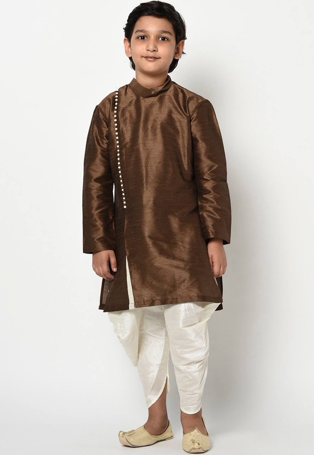 Brown Dupion Silk Kids Dhoti Kurta 226237