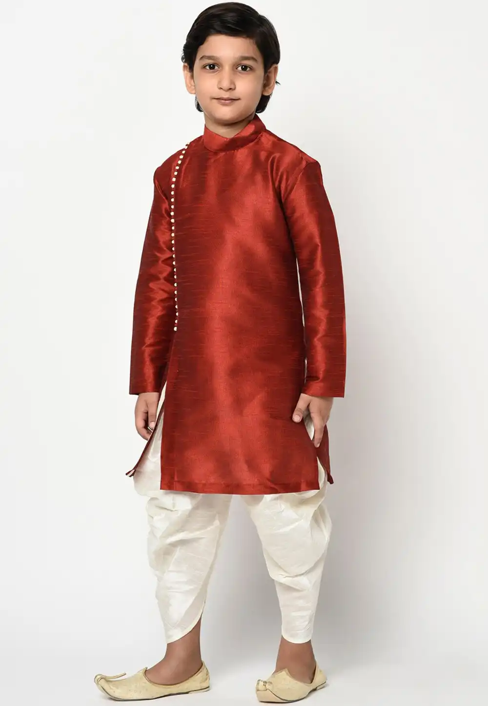 Maroon Dupion Silk Kids Dhoti Kurta 226238