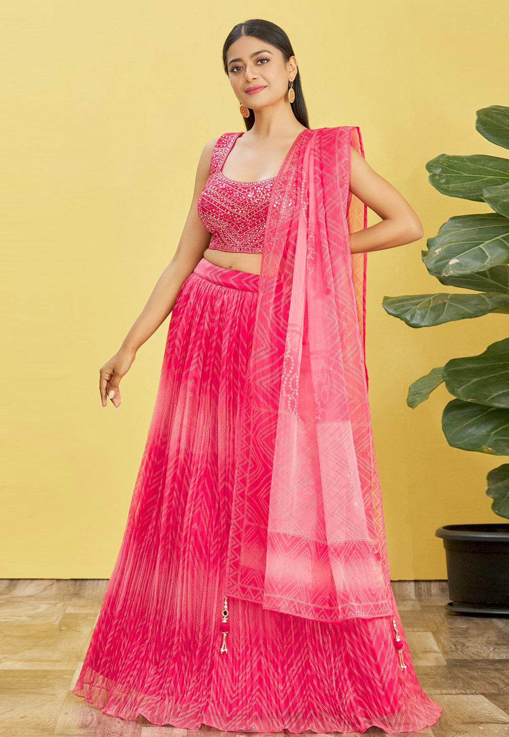 Pink Organza A Line Lehenga Choli 269544
