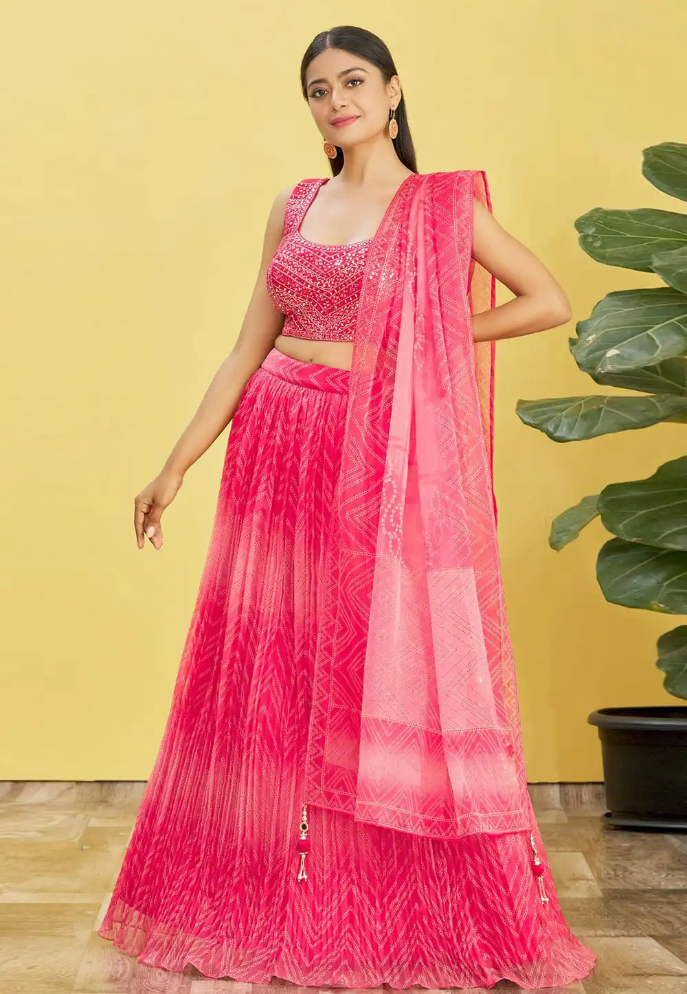 Pink Organza A Line Lehenga Choli 269544