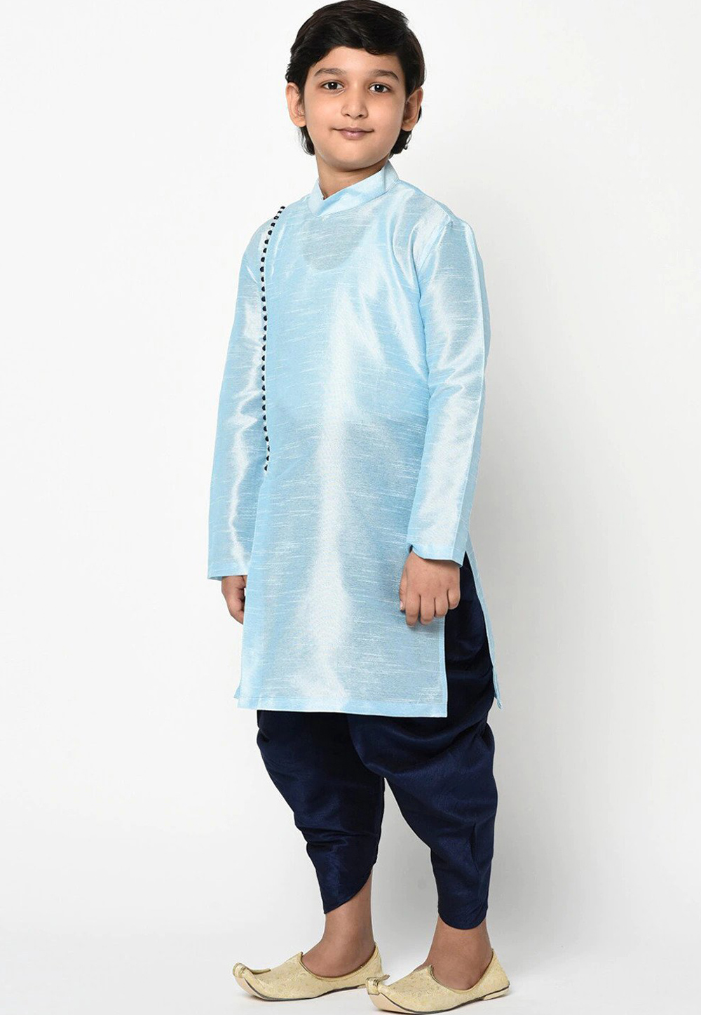 Sky Blue Dupion Silk Kids Dhoti Kurta 226241