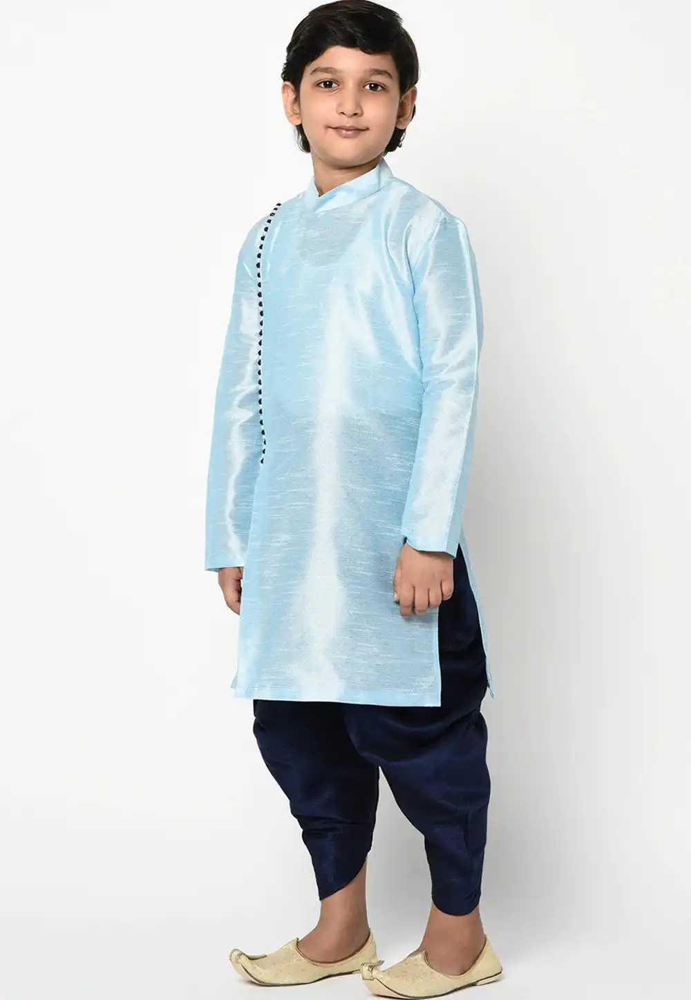 Sky Blue Dupion Silk Kids Dhoti Kurta 226241
