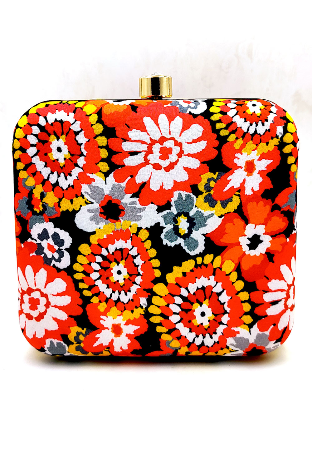 Red Synthetic Printed Clutch 225675