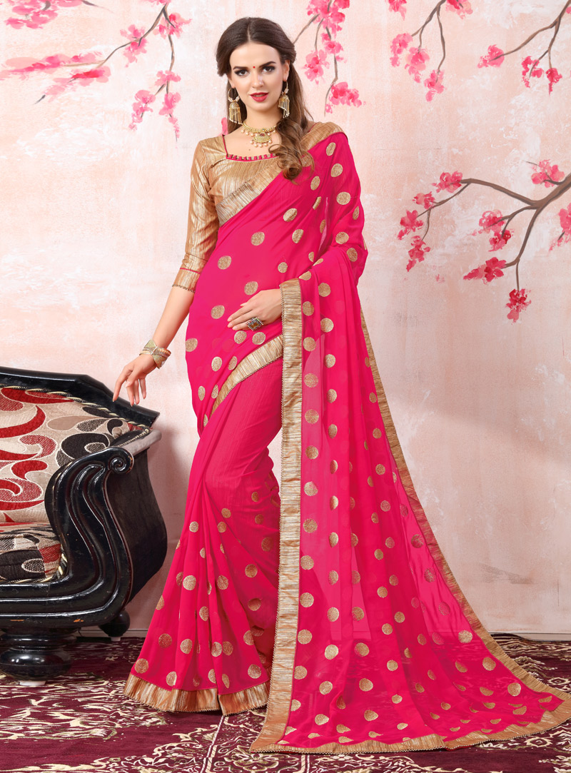Pink Georgette Festival Wear Saree 129363