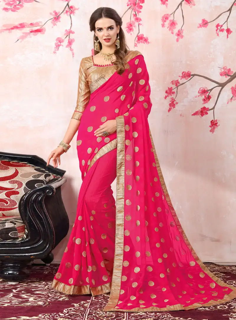 Pink Georgette Festival Wear Saree 129363