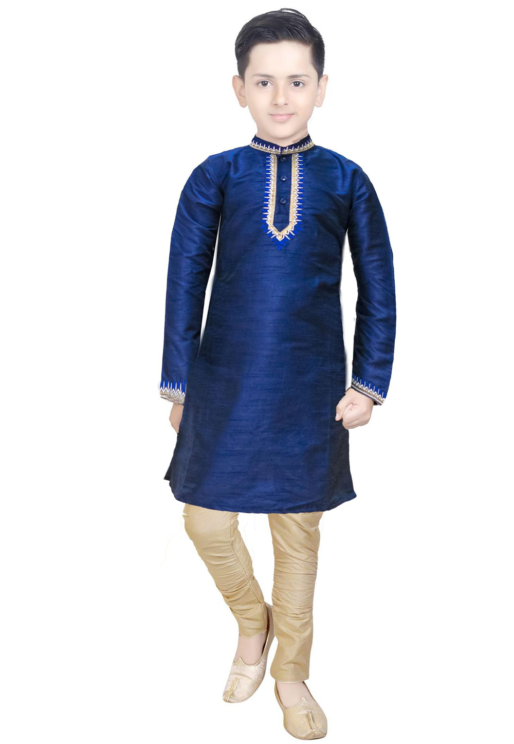 Blue Dupion Silk Kids Kurta Pajama 226270