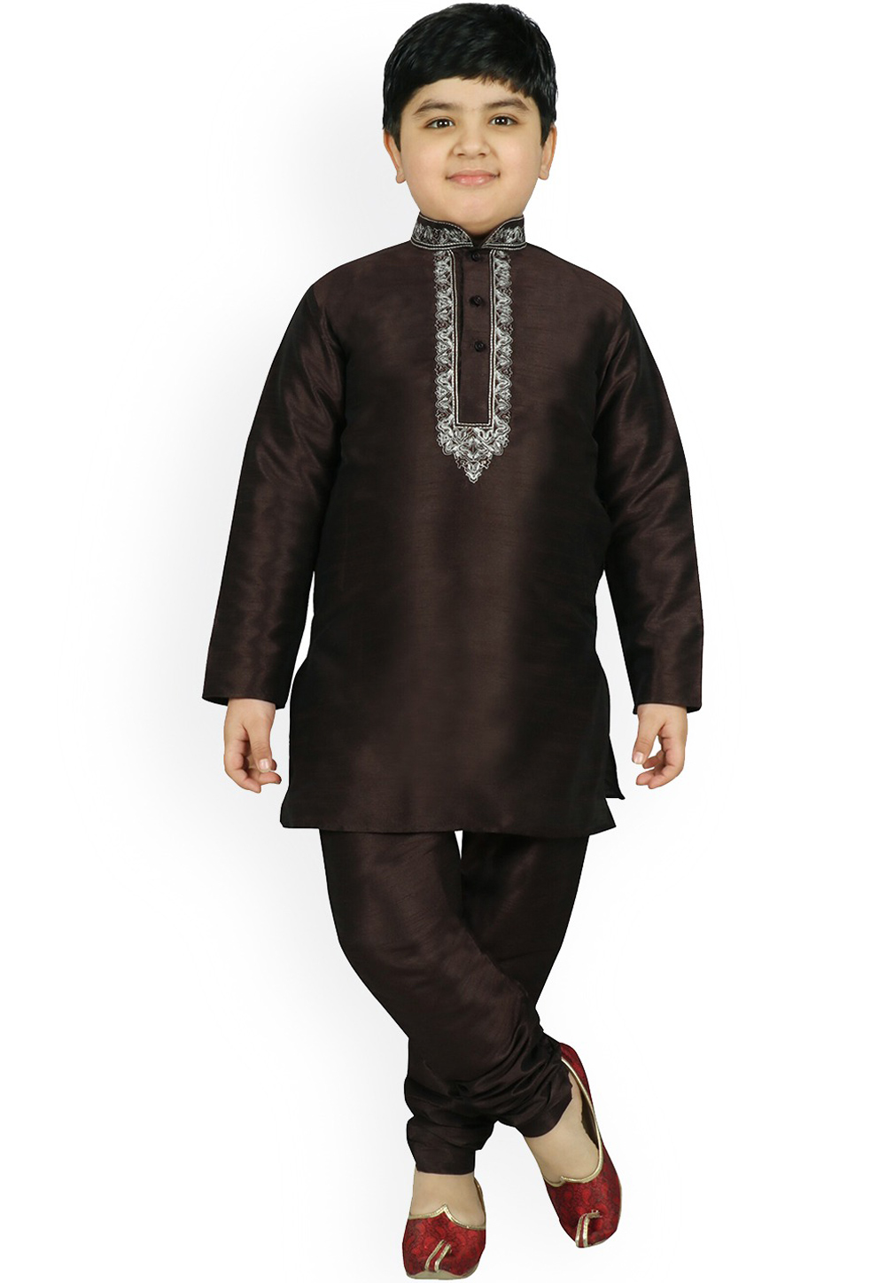 Brown Dupion Silk Kids Kurta Pajama 226276