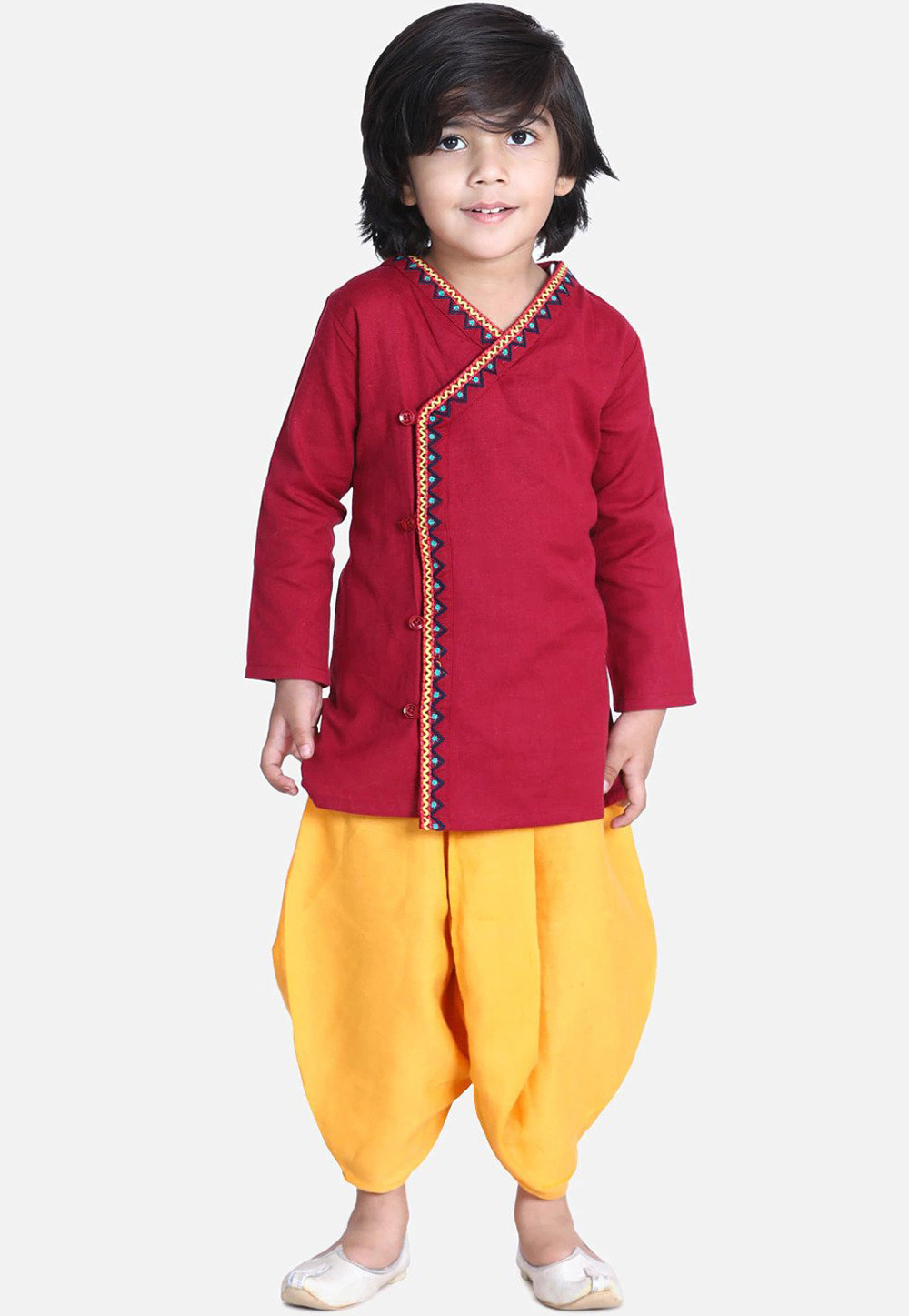 Maroon Dupion Silk Kids Dhoti Kurta 226250