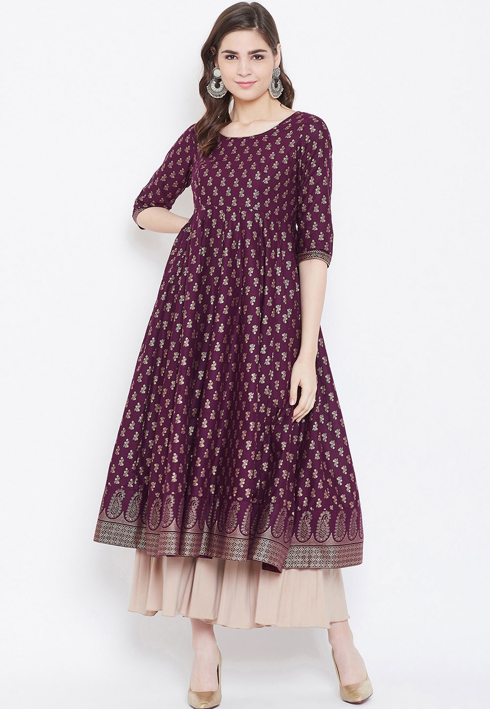 Purple Cotton Kurti 227647
