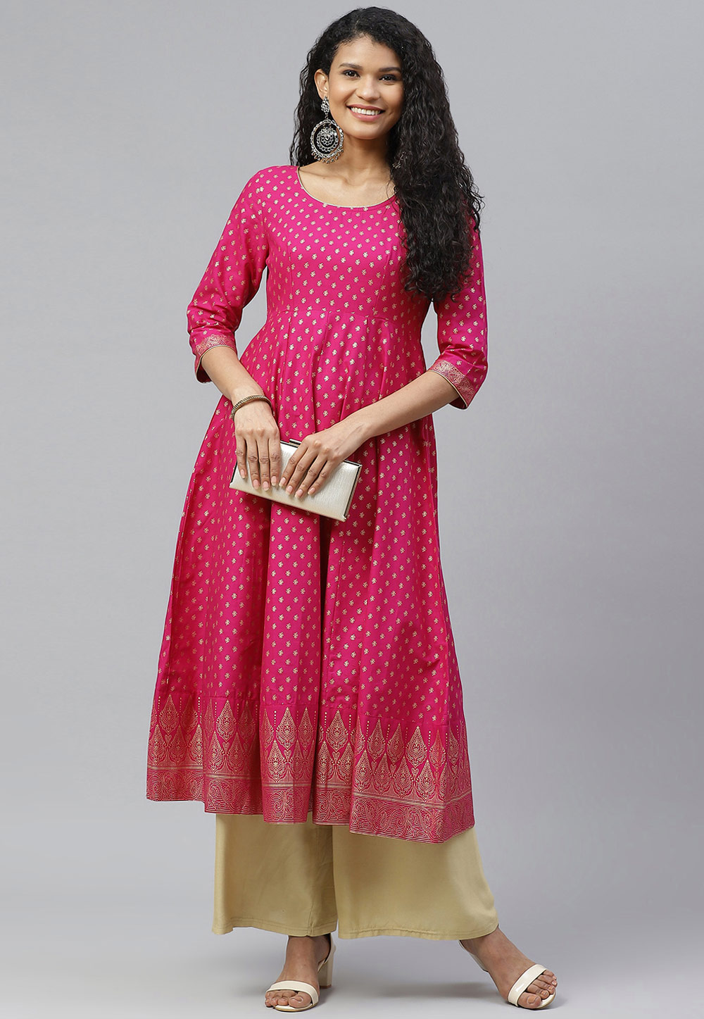Pink Cotton Kurti 227659