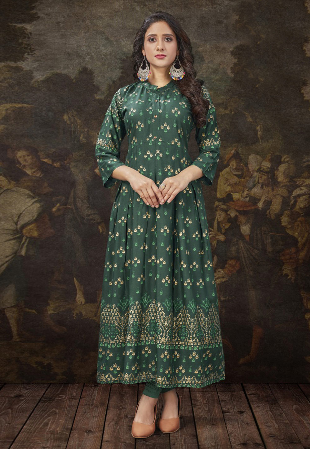 Green Rayon Kurti 228580