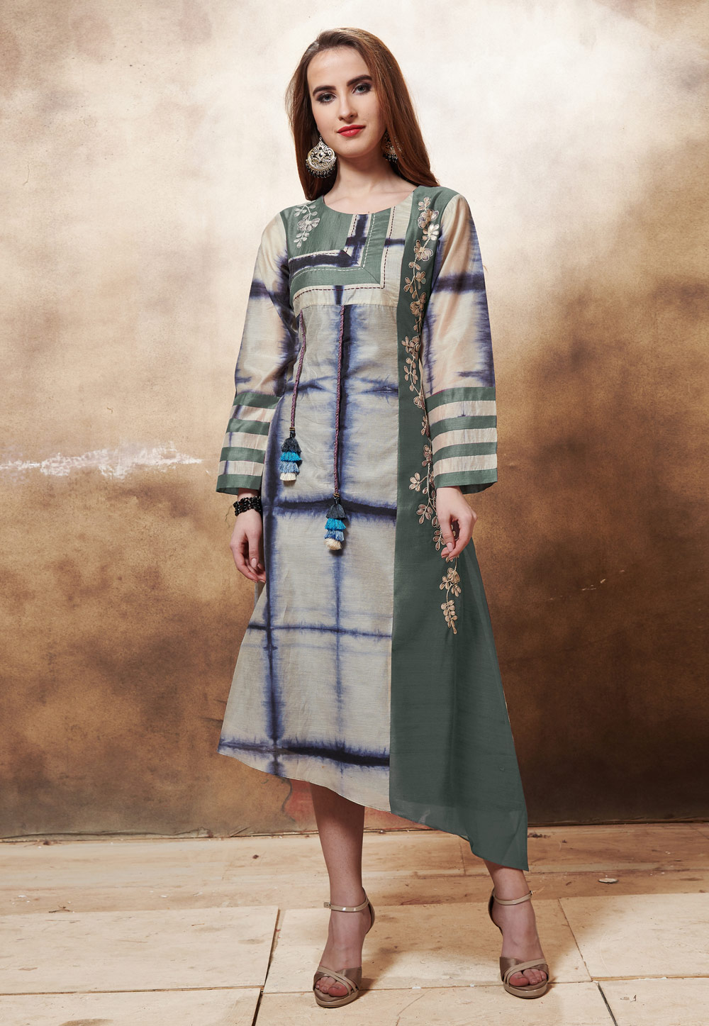 Beige Muslin Readymade Kurti 209498