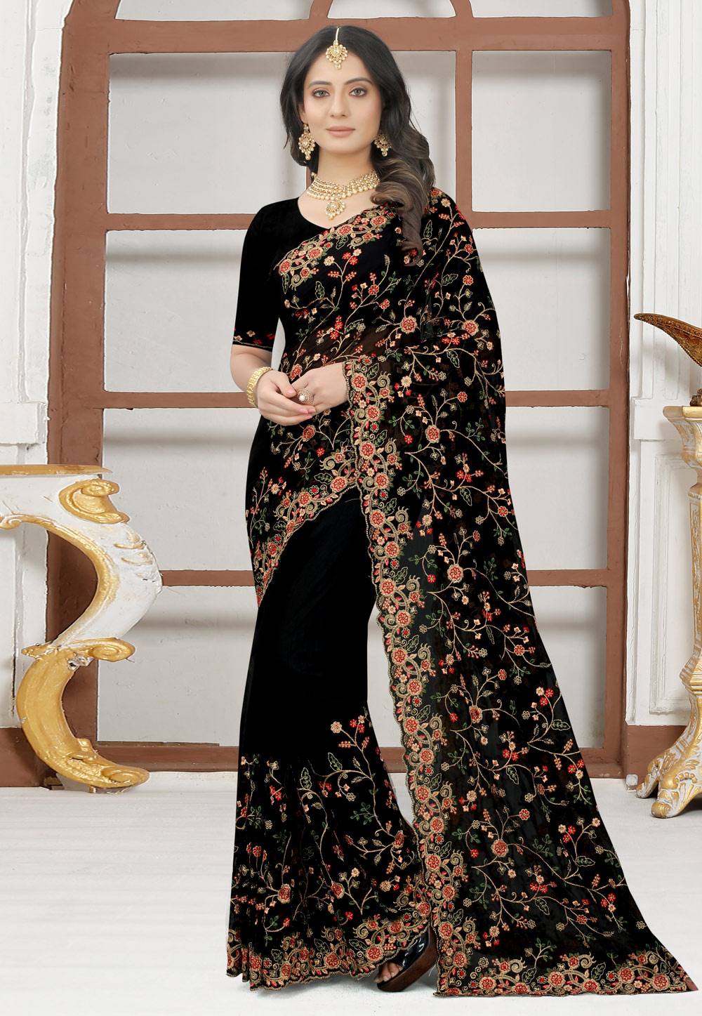 Black Georgette Festival Wear Saree 244071