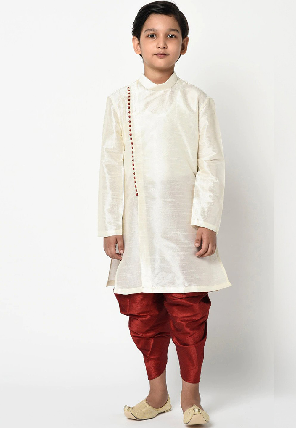 Cream Dupion Silk Kids Dhoti Kurta 226246