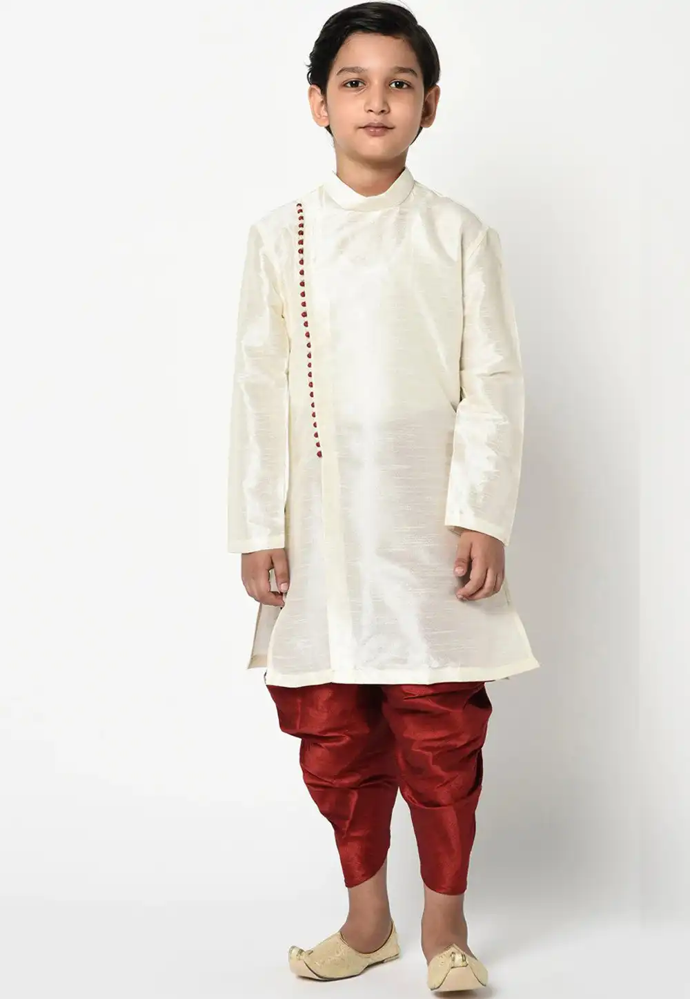 Cream Dupion Silk Kids Dhoti Kurta 226246
