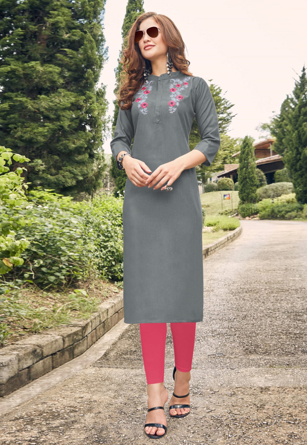 Grey Cotton Kurti 231921