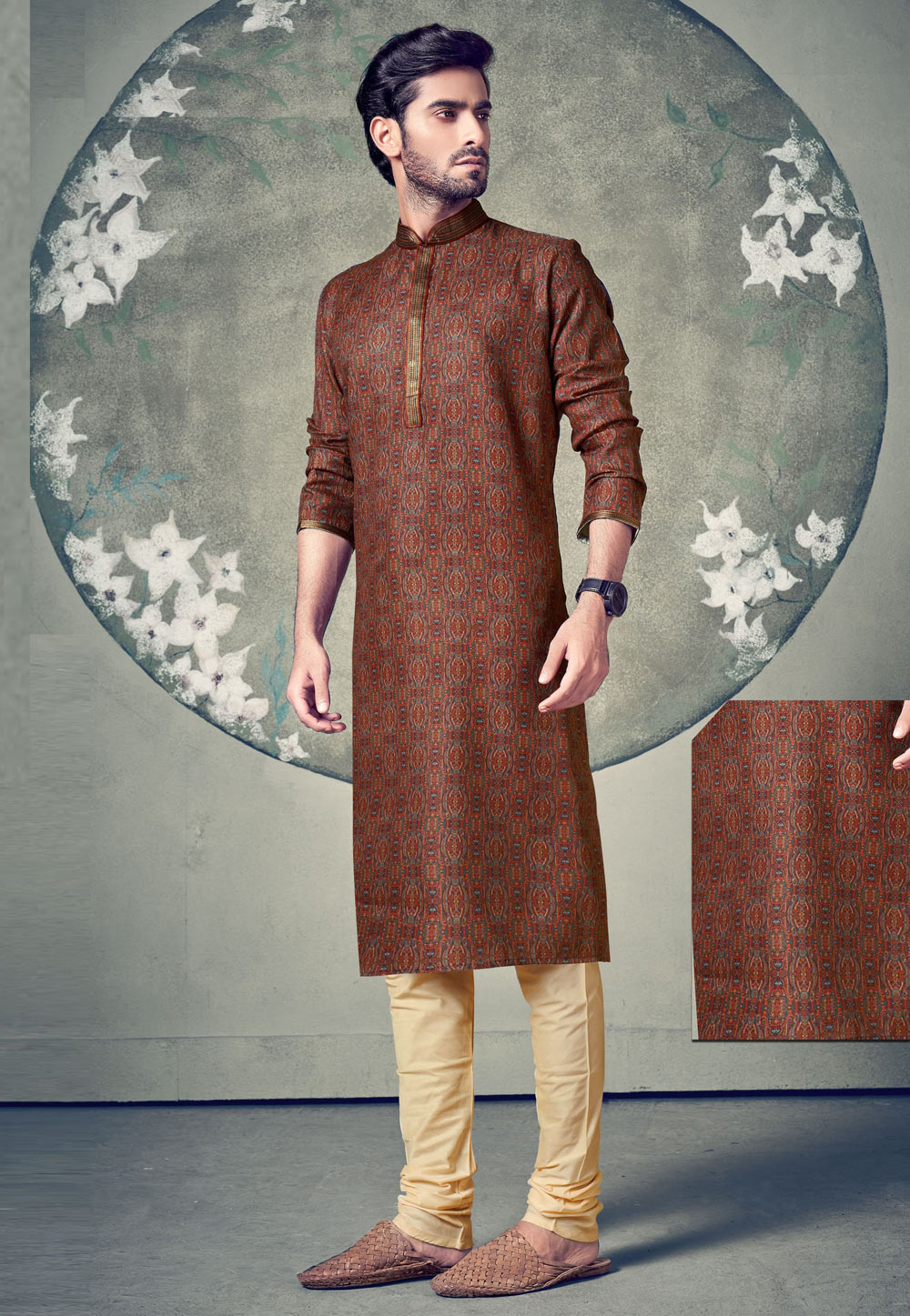 Brown Cotton Kurta Pajama 237691