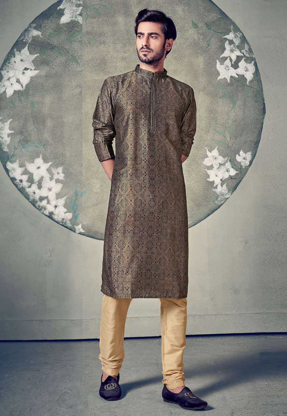 Black Cotton Kurta Pajama 237684