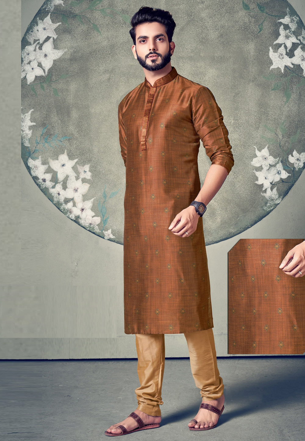 Brown Cotton Kurta Pajama 237686