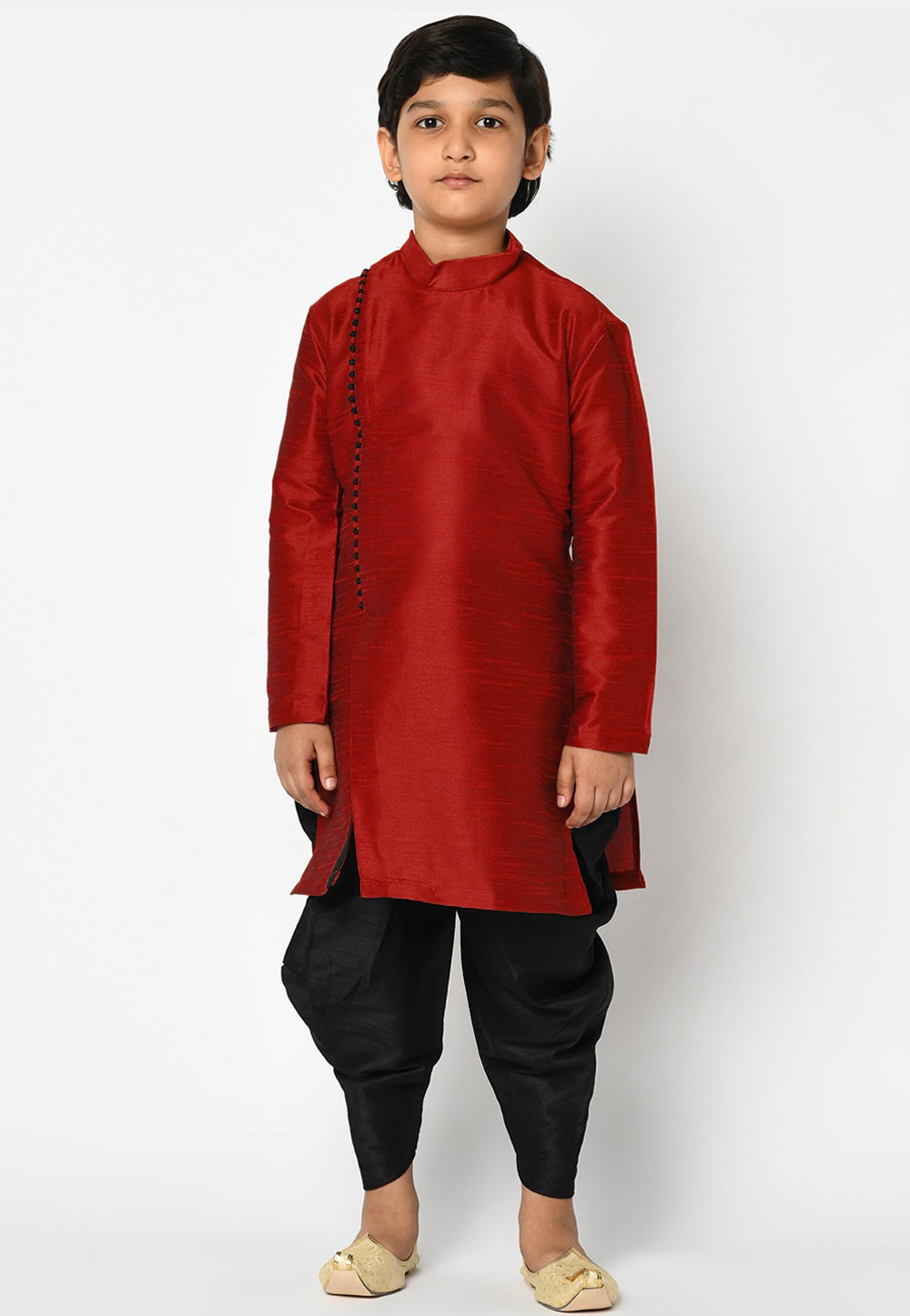Maroon Dupion Silk Kids Dhoti Kurta 227675