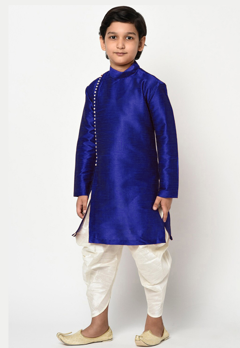 Blue Dupion Silk Kids Dhoti Kurta 227677