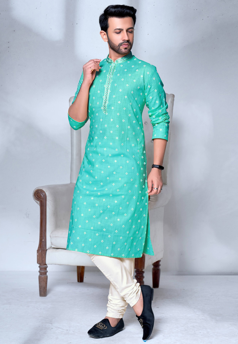 Aqua Cotton Kurta Pajama 237990