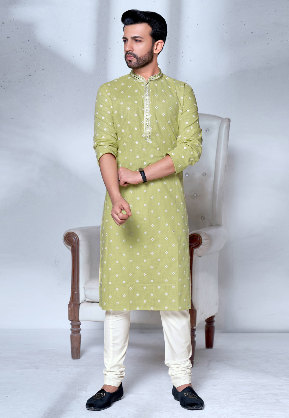 Pista Green Cotton Kurta Pajama 237991