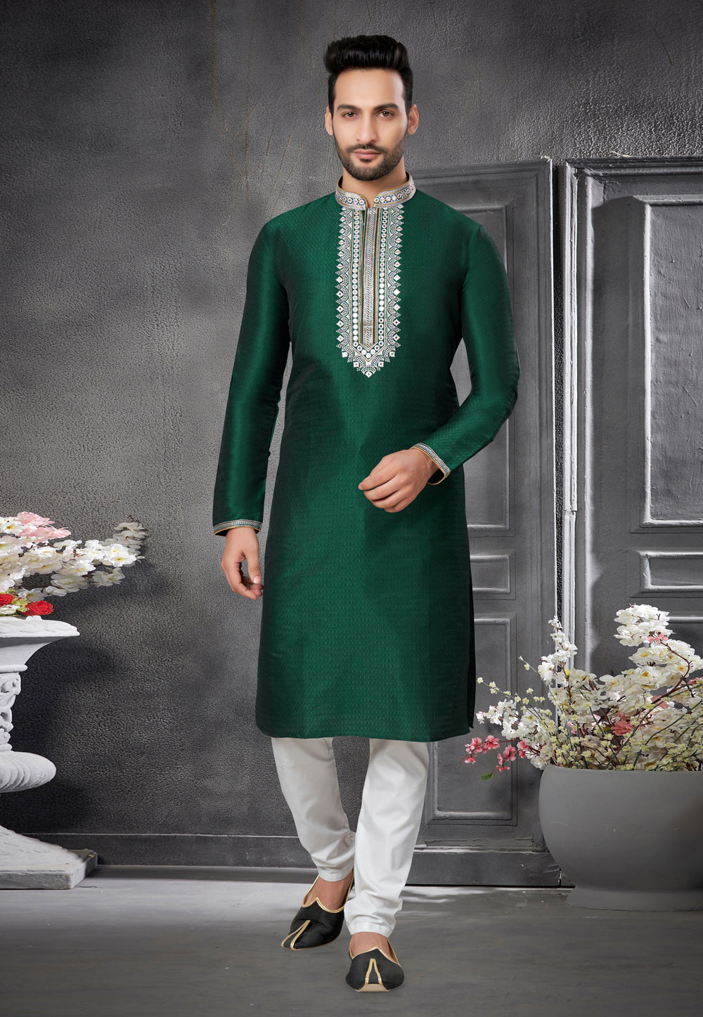 Green Silk Kurta Pajama 276694