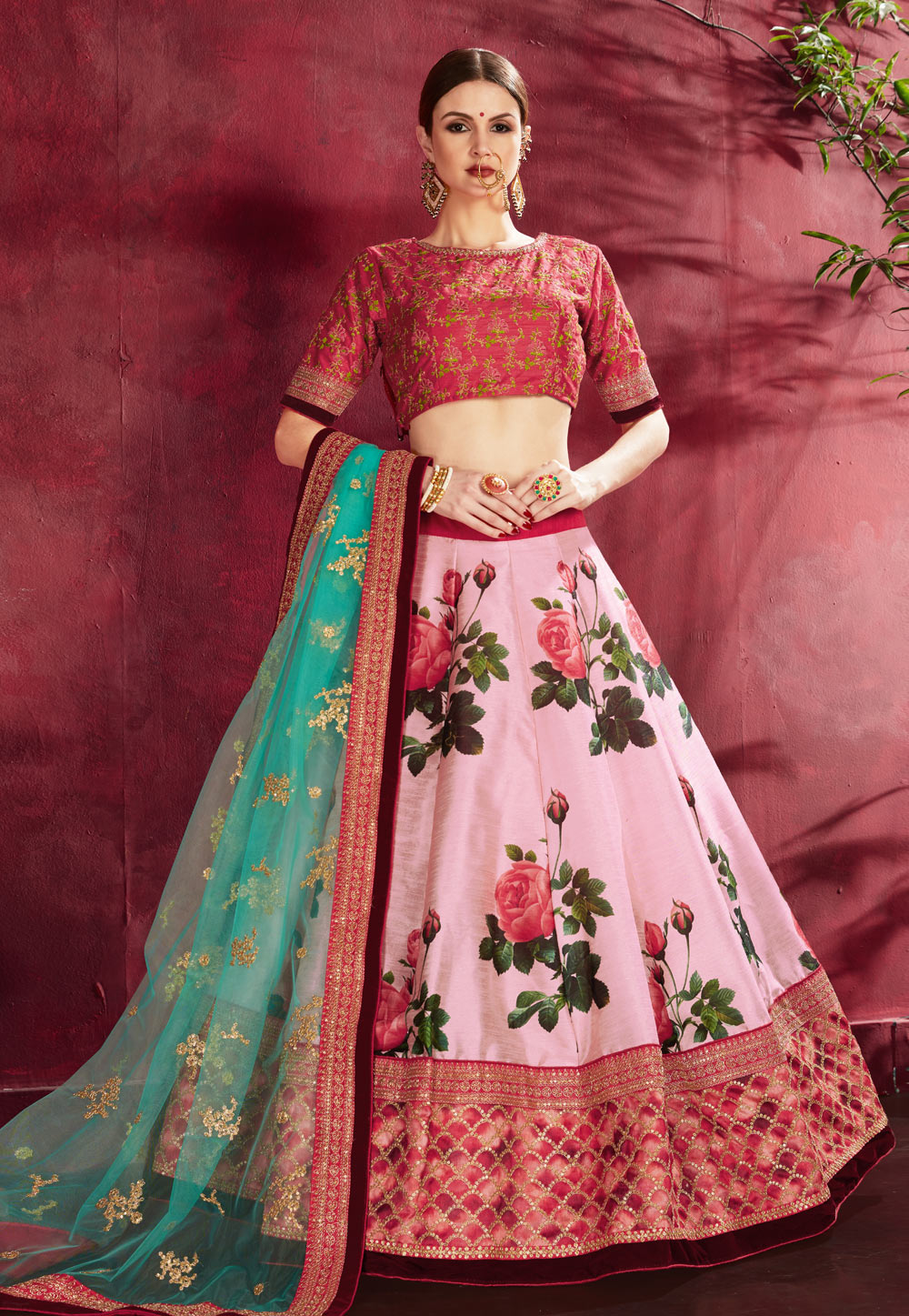 Light Pink Banglori Silk Circular Lehenga Choli 195840