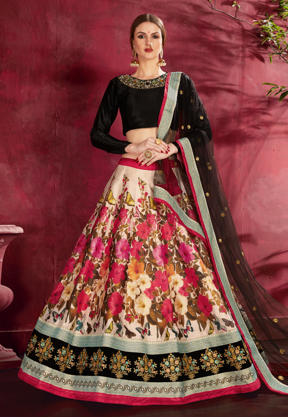 Beige Banglori Silk Circular Lehenga Choli 195844