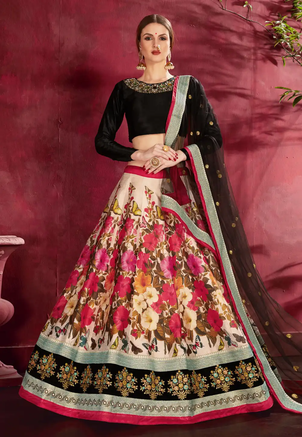 Beige Banglori Silk Circular Lehenga Choli 195844