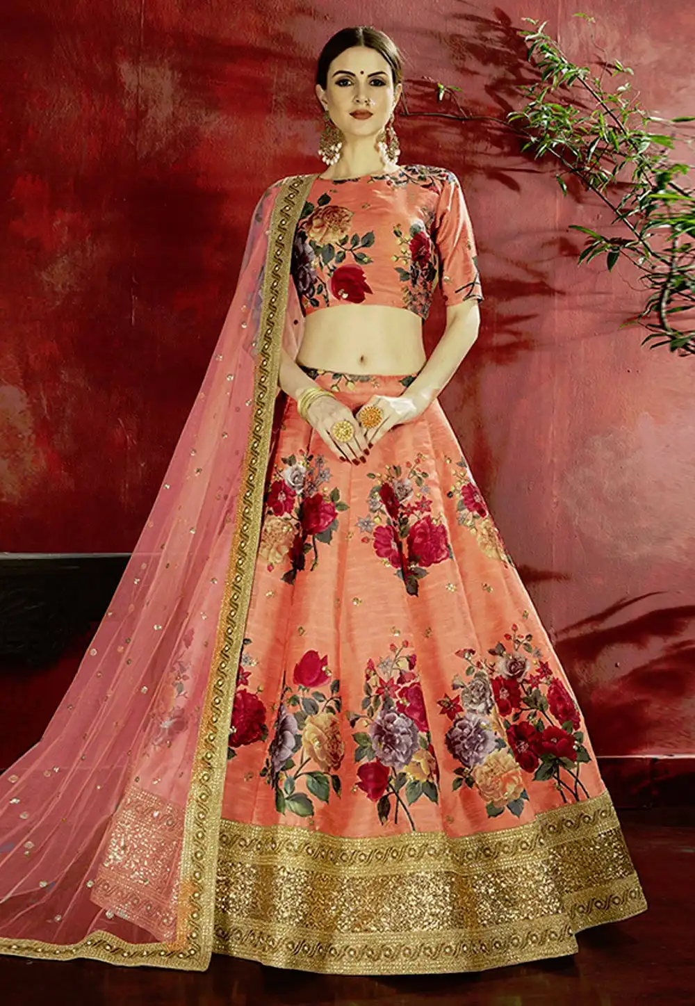 Peach Banglori Silk Circular Lehenga Choli 195847