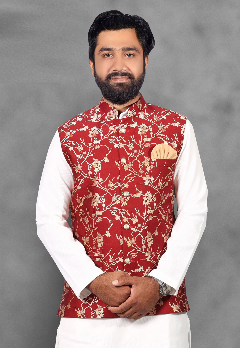 Red Jacquard Modi Jacket 216716