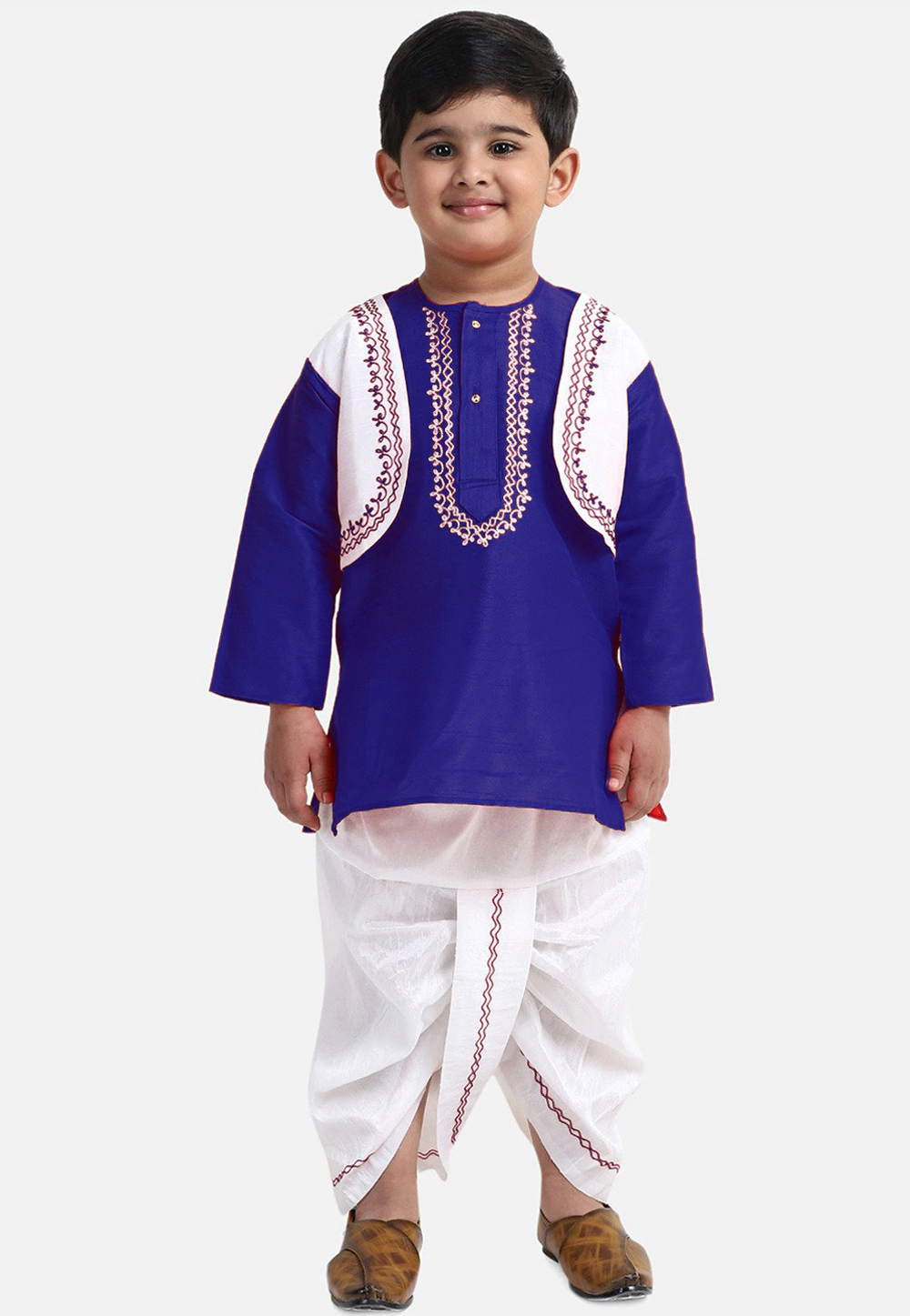 Blue Dupion Silk Kids Dhoti Kurta 227694