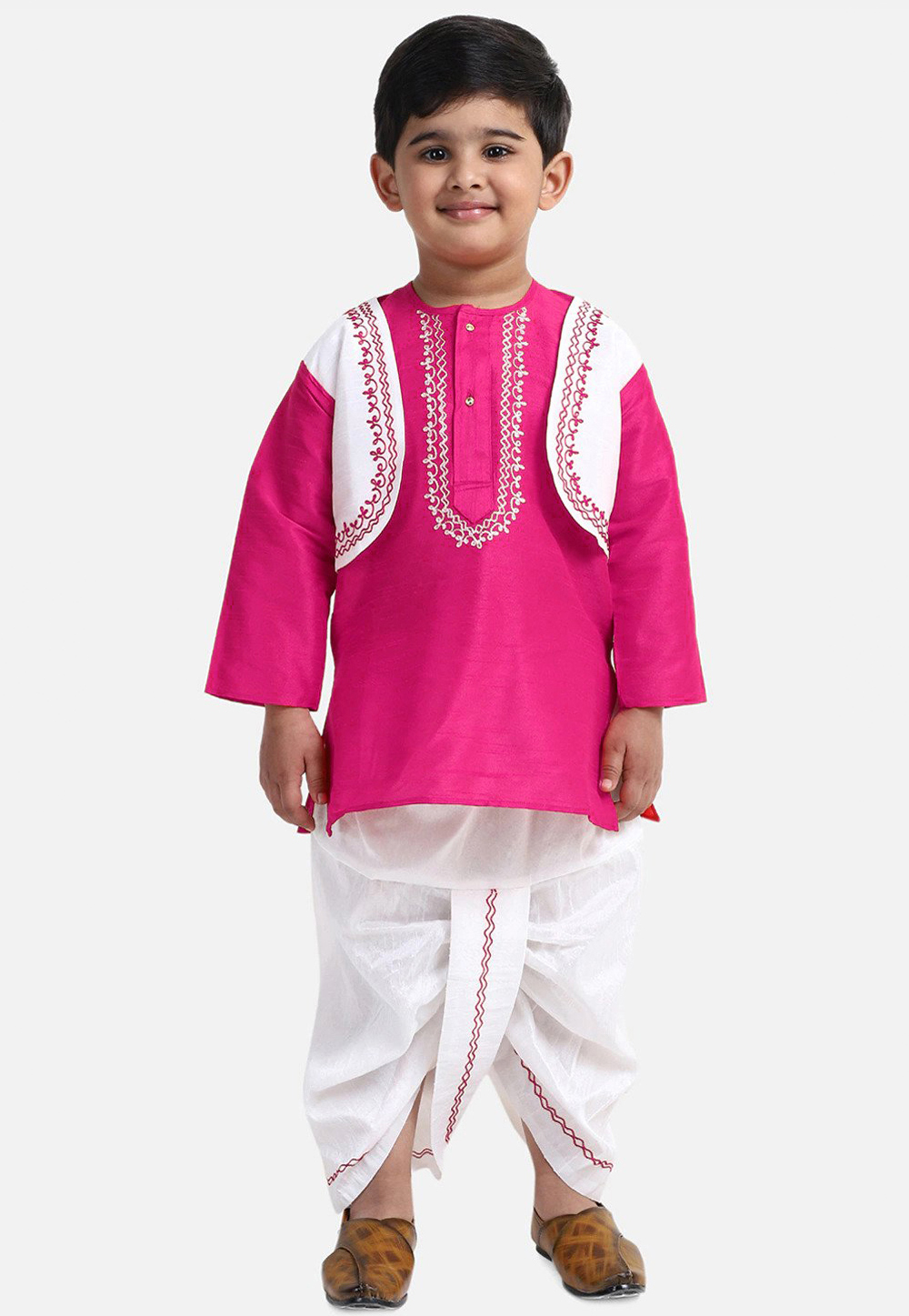 Pink Dupion Silk Kids Dhoti Kurta 227696