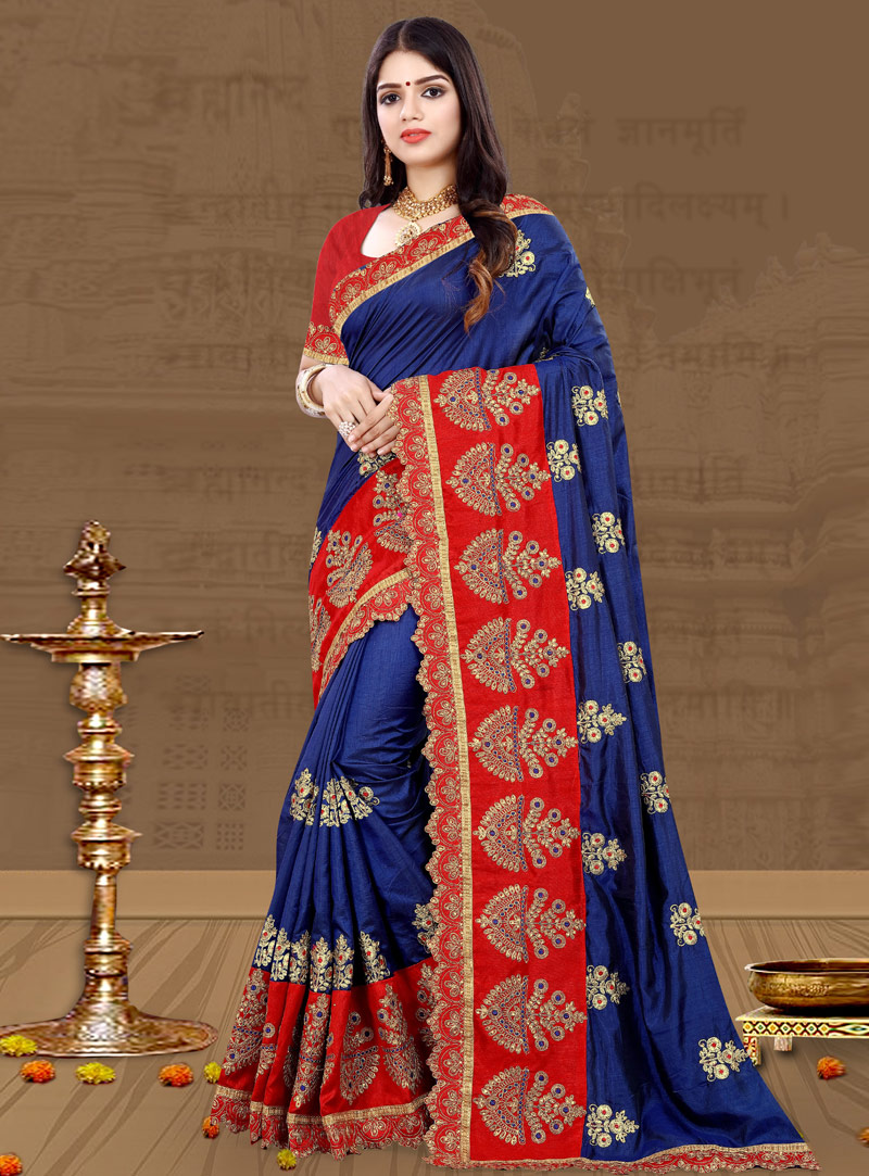 Blue Silk Saree With Blouse 147836