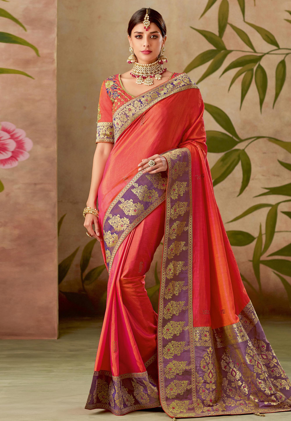 Orange Silk Festival Wear Saree 162474