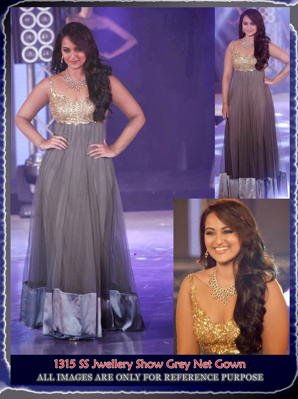 Grey Net Party Wear Designer Gown 31186