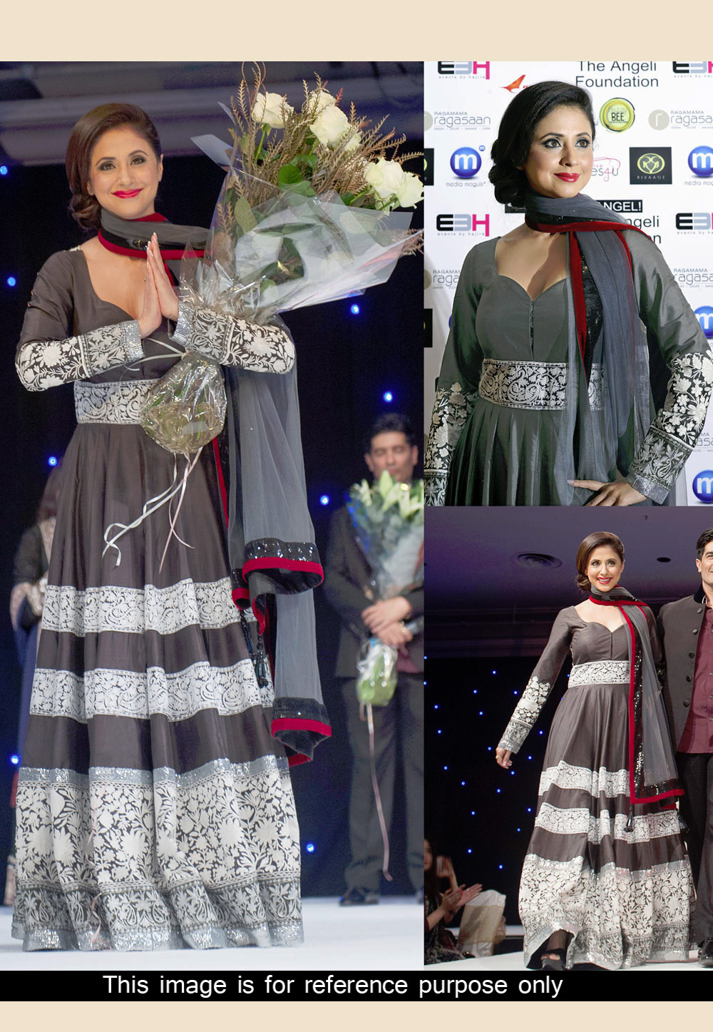 Urmila Matondkar Grey Crepe Party Wear Gown 32337