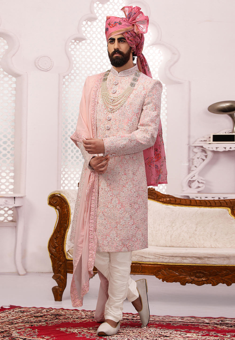 Pink Georgette Achkan Style Sherwani 239998