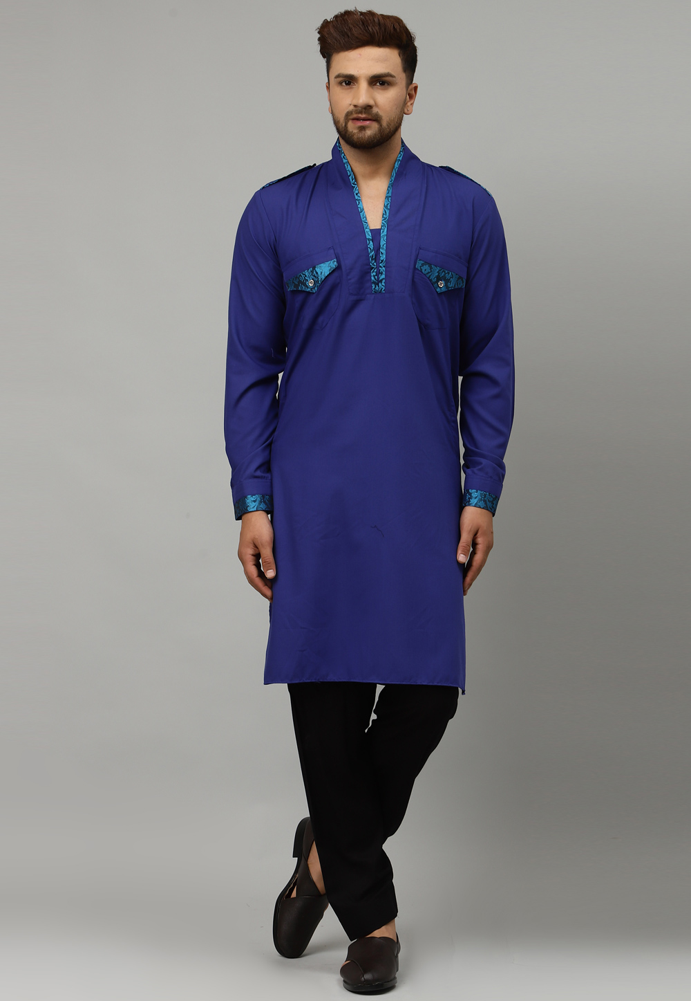 Blue Cotton Kurta Pajama 229845