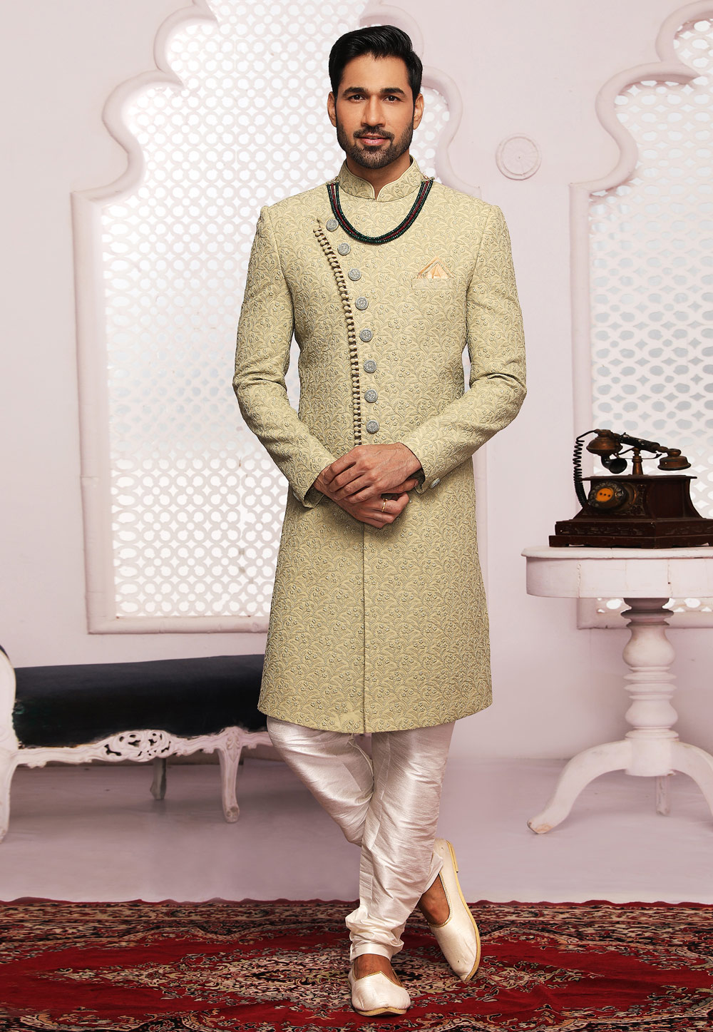 Light Green Georgette Achkan Style Sherwani 239967